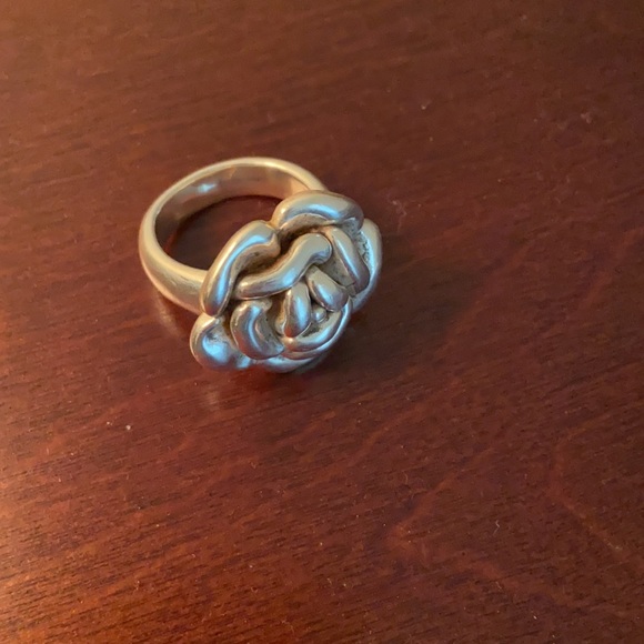 Sterling Silver Rose Ring Sz 8 - Picture 3 of 4